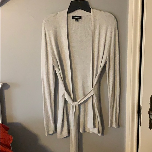 grey tie front cardigan